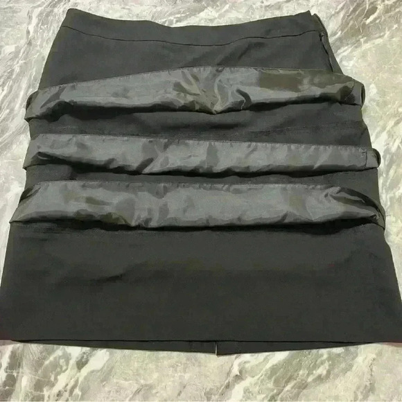 Larry Levine Skirt Womens Size 12 Stretch Layered Side Zip Kick Pleat - Picture 9 of 9